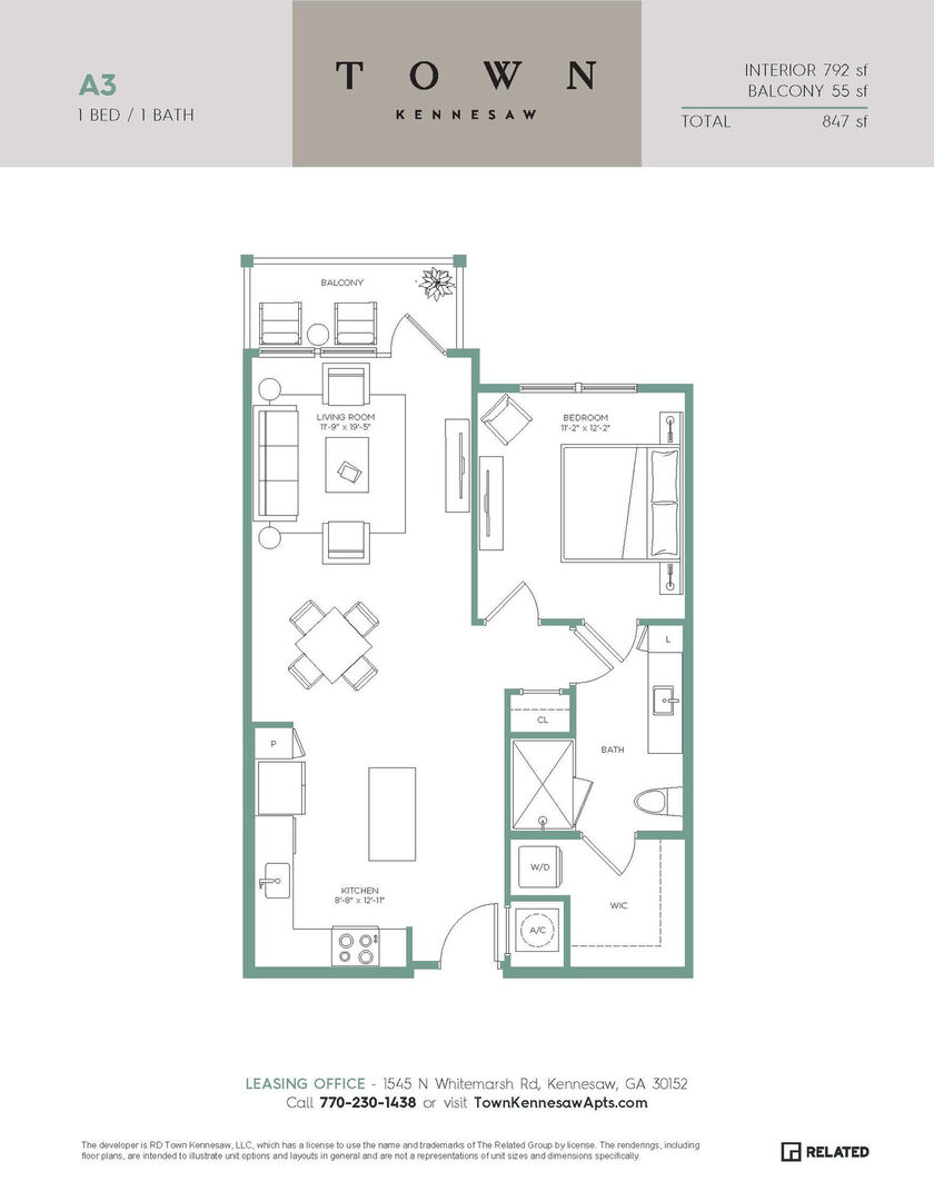 1 Bedroom Apartment – 1545 Whitemarsh Road #9210, Kennesaw, GA 30152