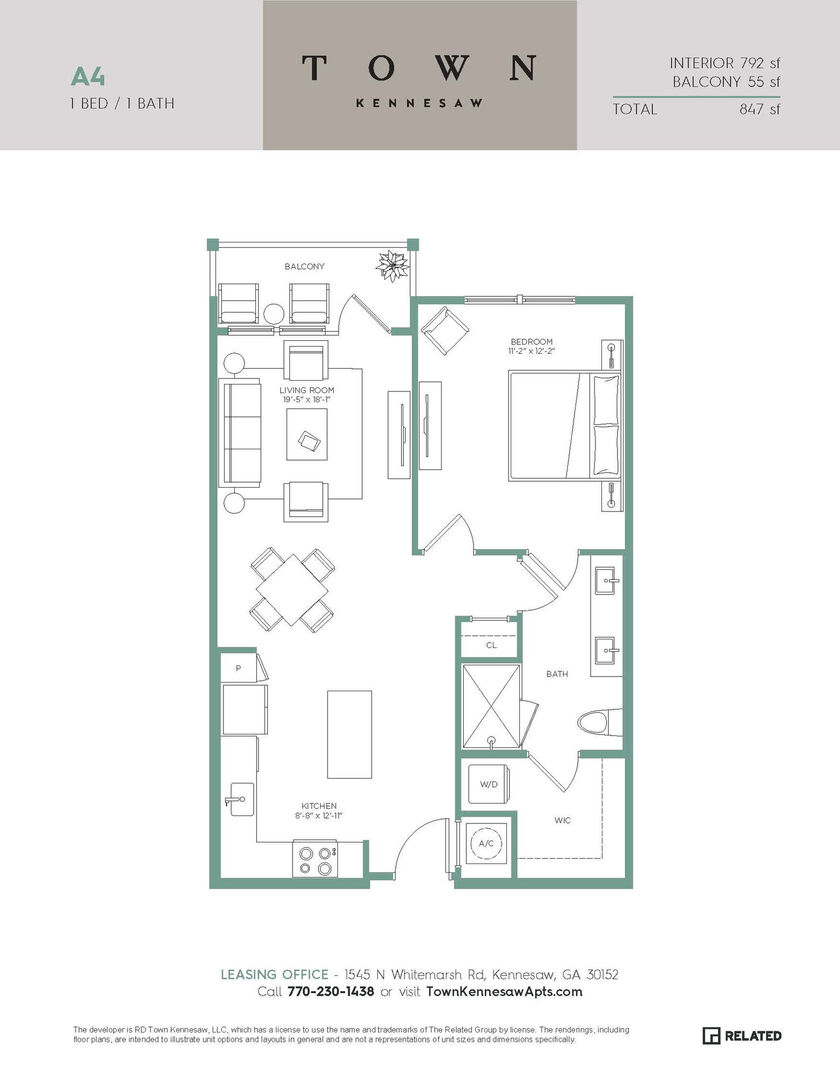 1 Bedroom Apartment – 1545 Whitemarsh Road #7305, Kennesaw, GA 30152