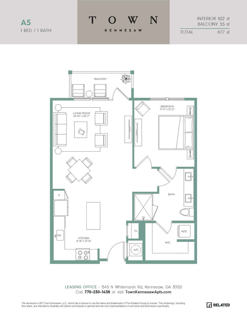 1 Bedroom Apartment – 1545 Whitemarsh Road #2306, Kennesaw, GA 30152