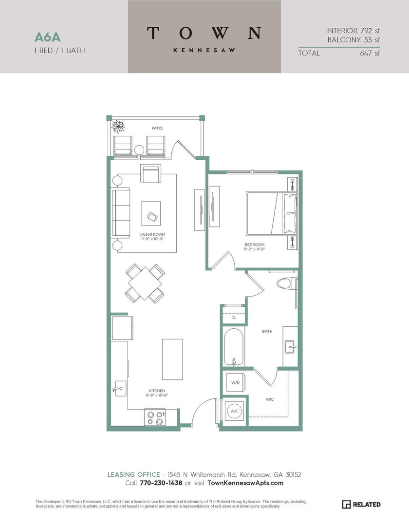 1 Bedroom Apartment – 1545 Whitemarsh Road #6204, Kennesaw, GA 30152