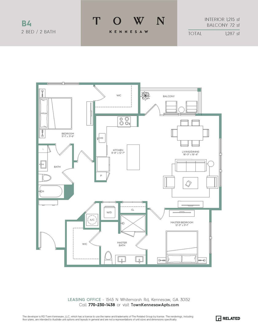 2 Bedroom Apartment – 1545 Whitemarsh Road #4111, Kennesaw, GA 30152