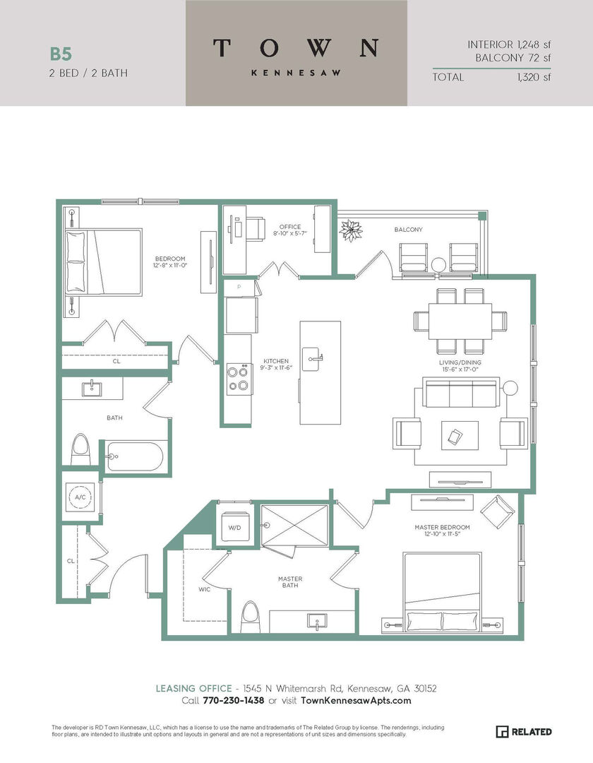 2 Bedroom Apartment – 1545 Whitemarsh Road #8111, Kennesaw, GA 30152