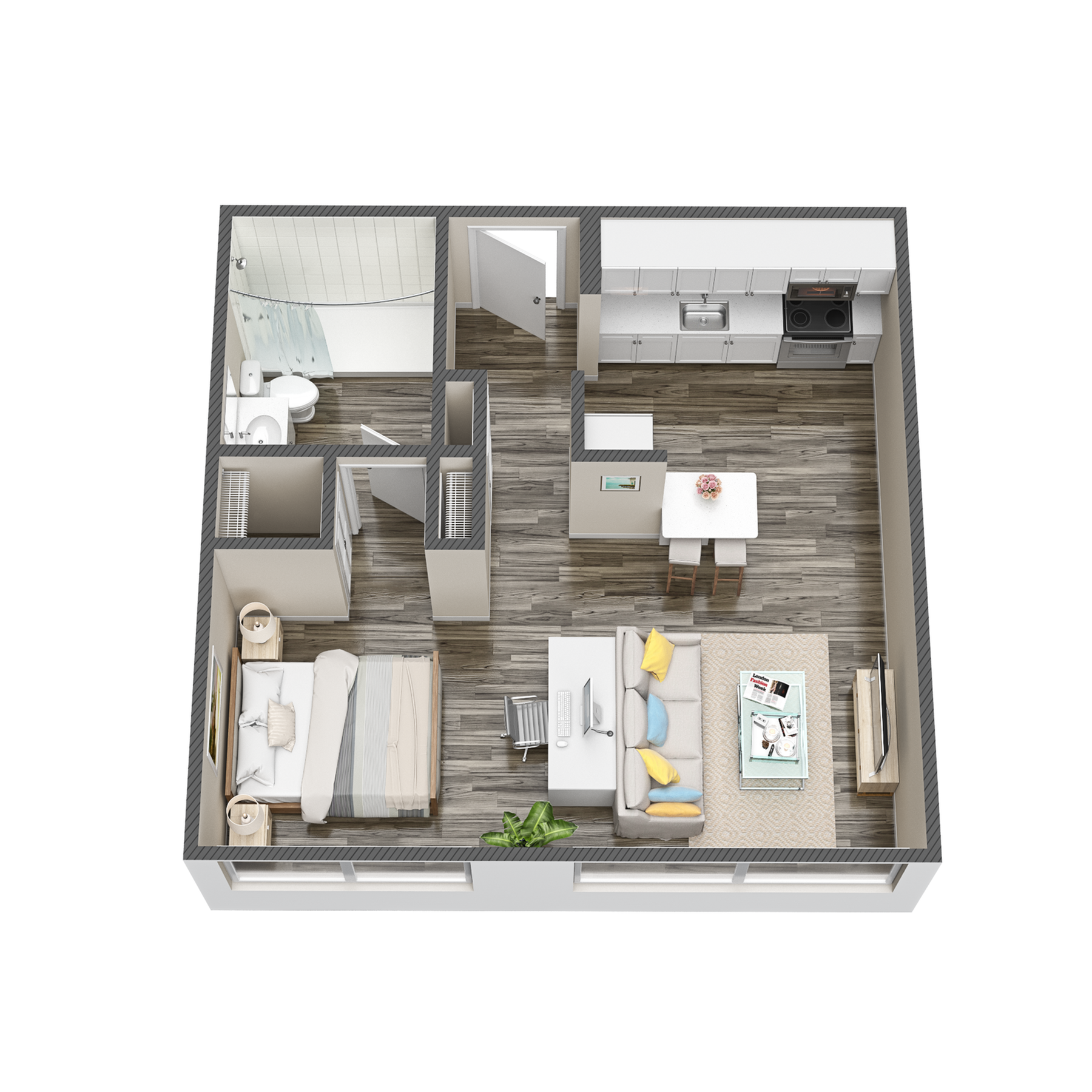 Studio, One Bath North Deluxe floor plan
