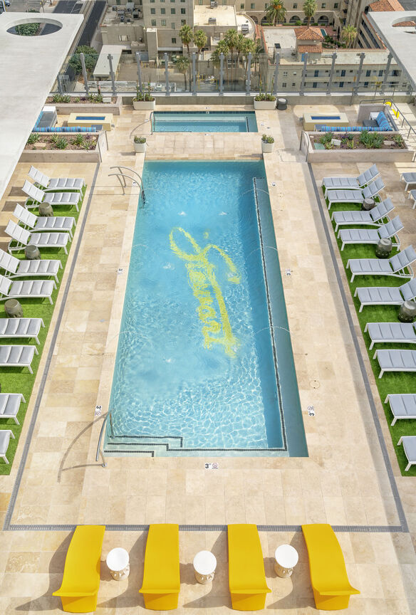 Pool and poolside area at The Stewart.