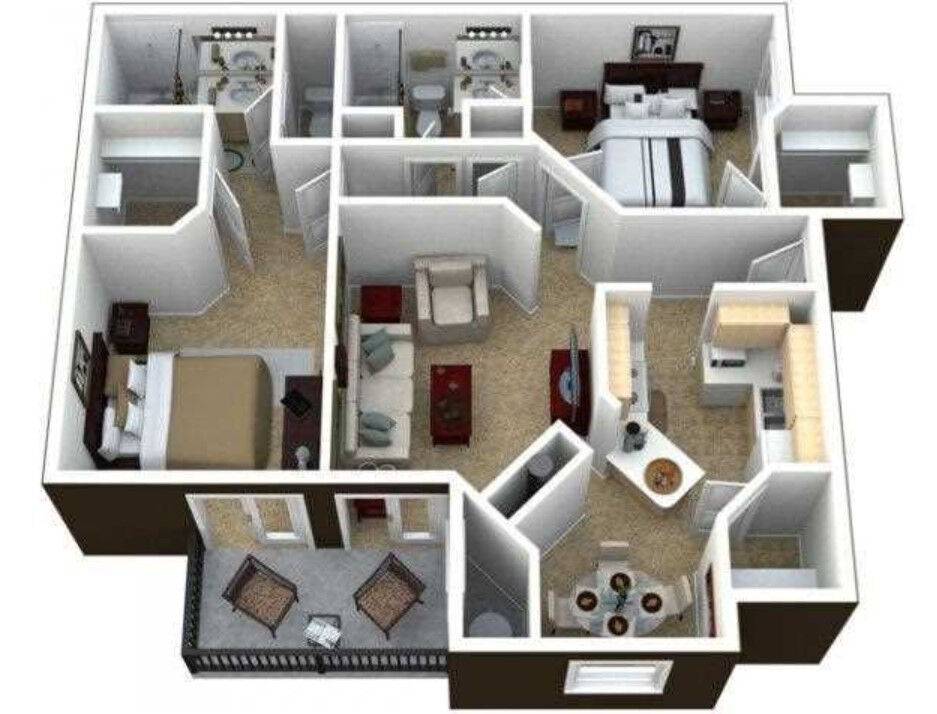 2x2AR1T2 floor plan