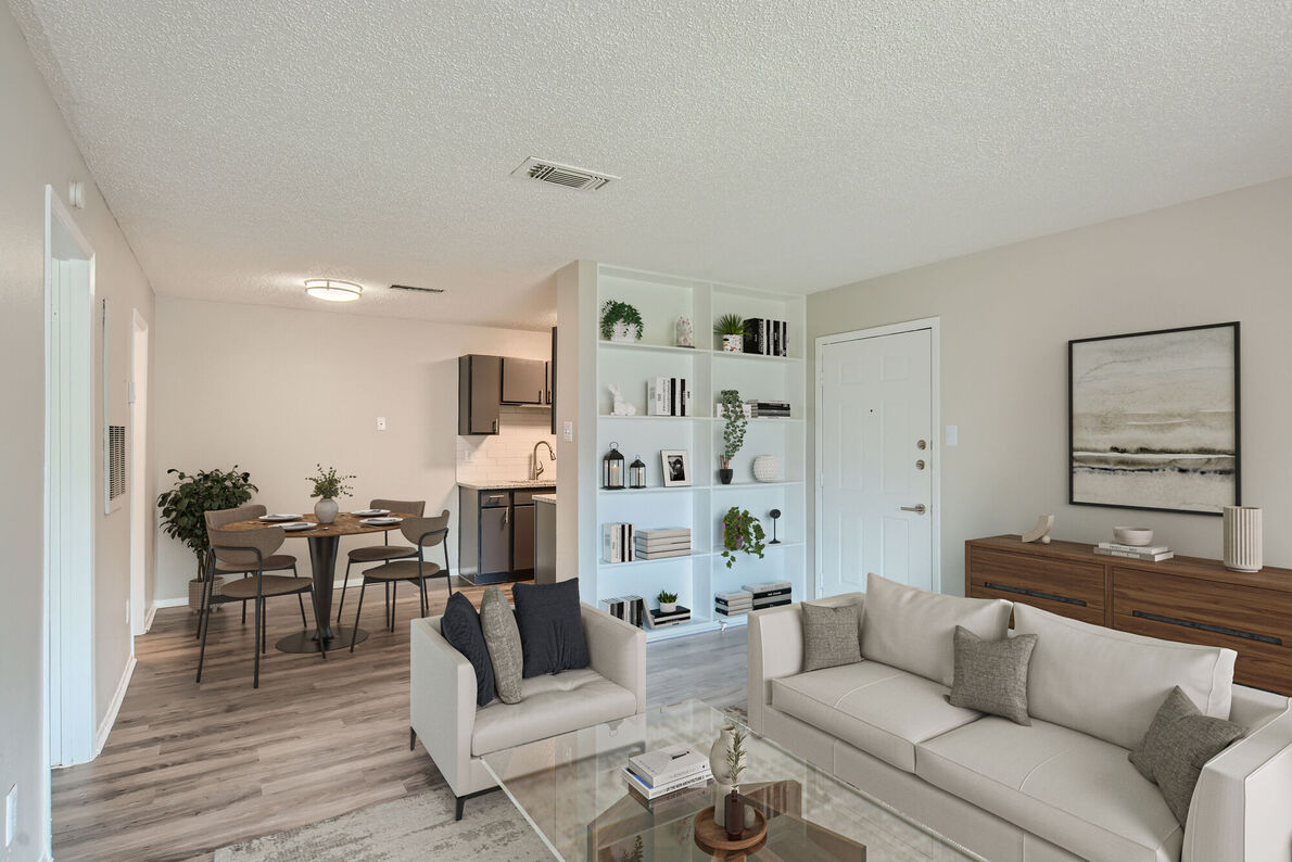 Villas at Waterchase Apartments staged living room - Lewisville, TX