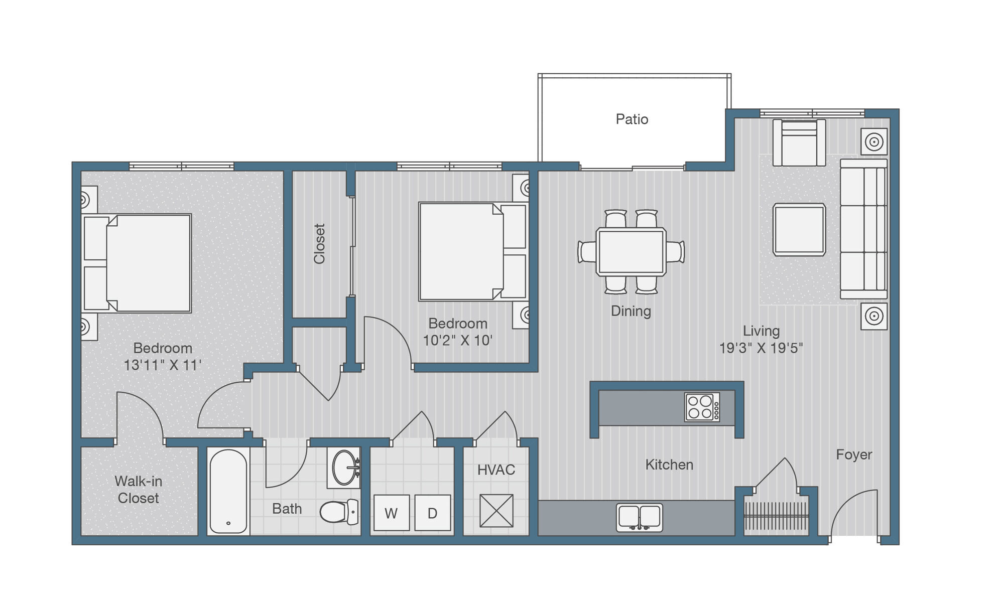 2x1 854 Sq ft floor plan