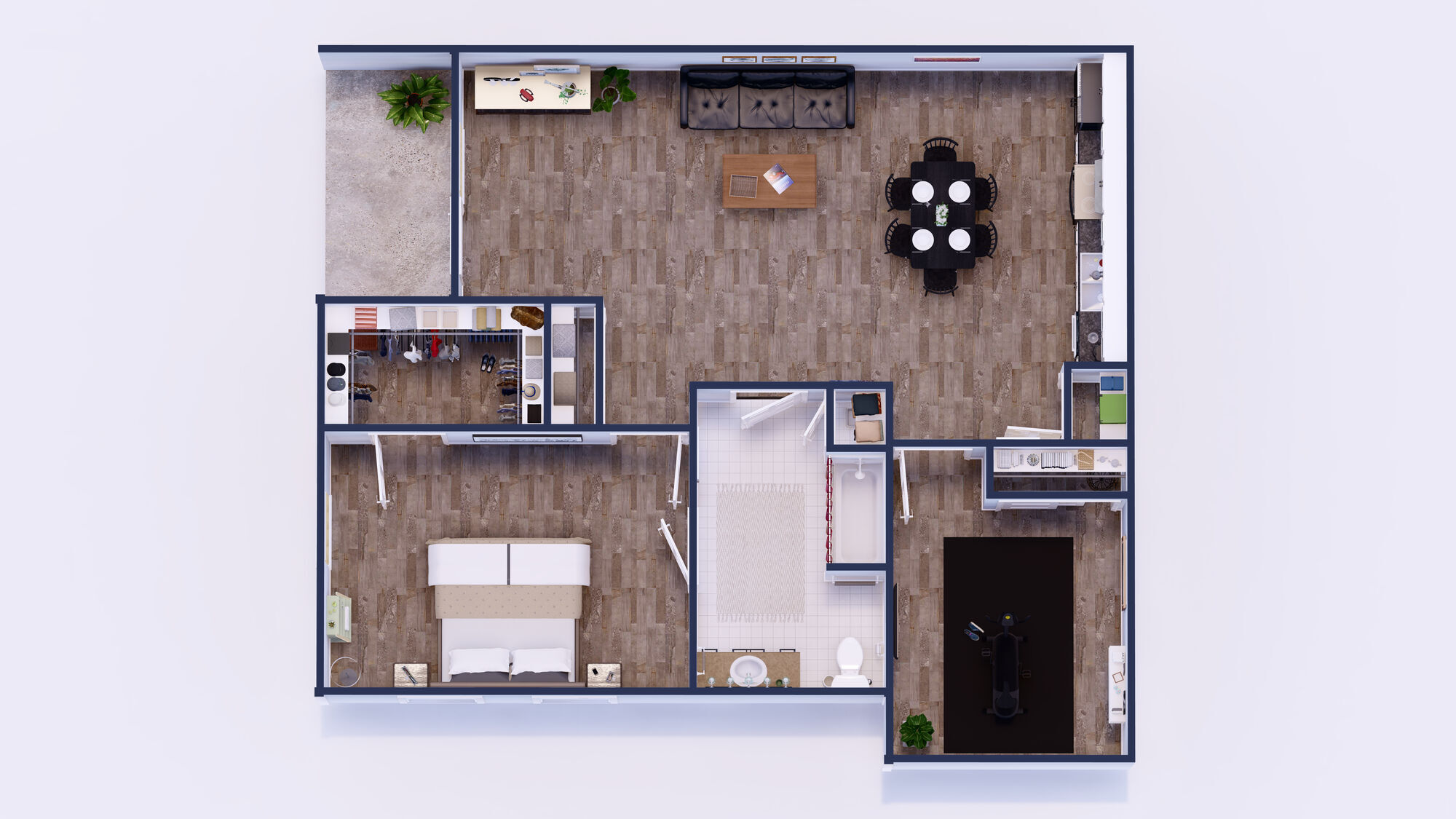 One Bed, One Bath w/Bonus Room floor plan