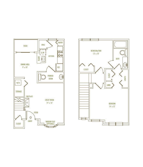 2 Bed TH, 2 Bath floor plan