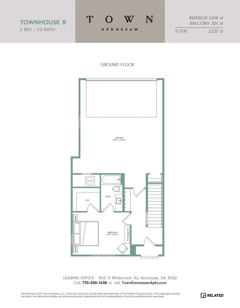2 Bedroom Apartment – 1545 Whitemarsh Road #2001, Kennesaw, GA 30152