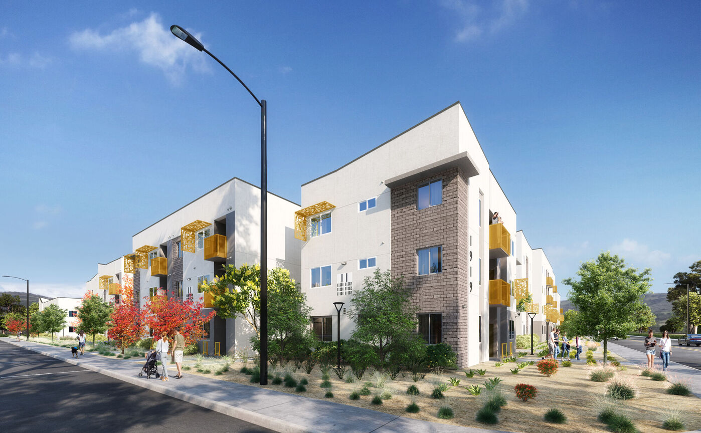 Building exterior at Harmony at the Park III.