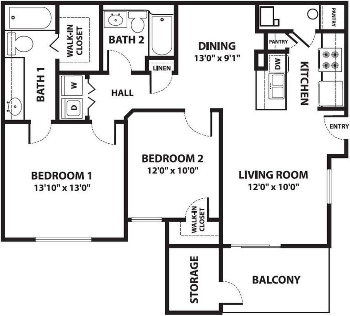 2BR floor plan