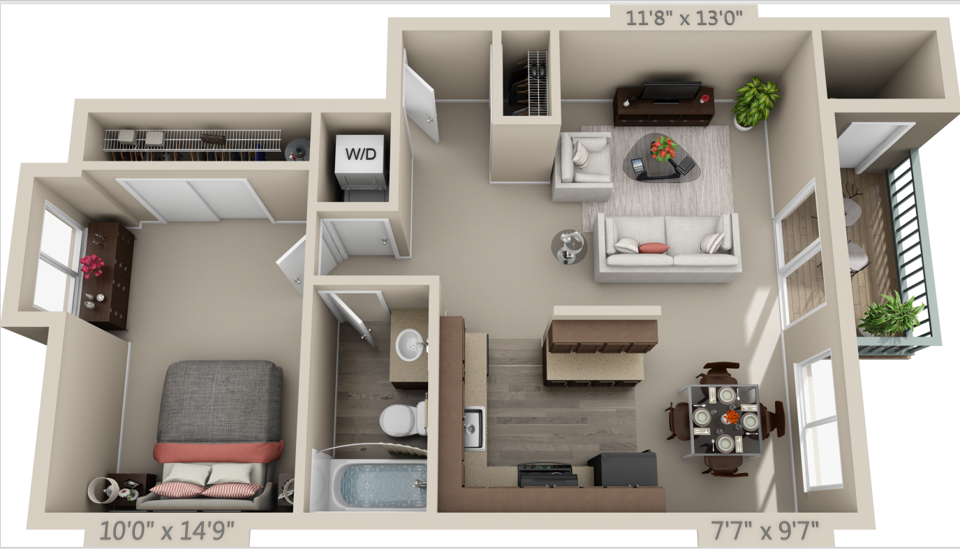1x1a floor plan