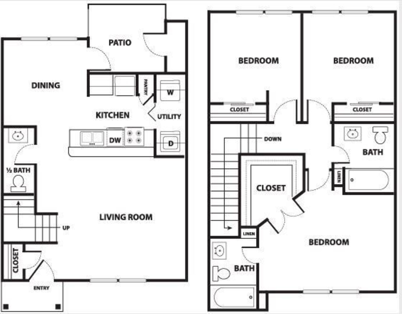 Three Bedroom Townhome floor plan