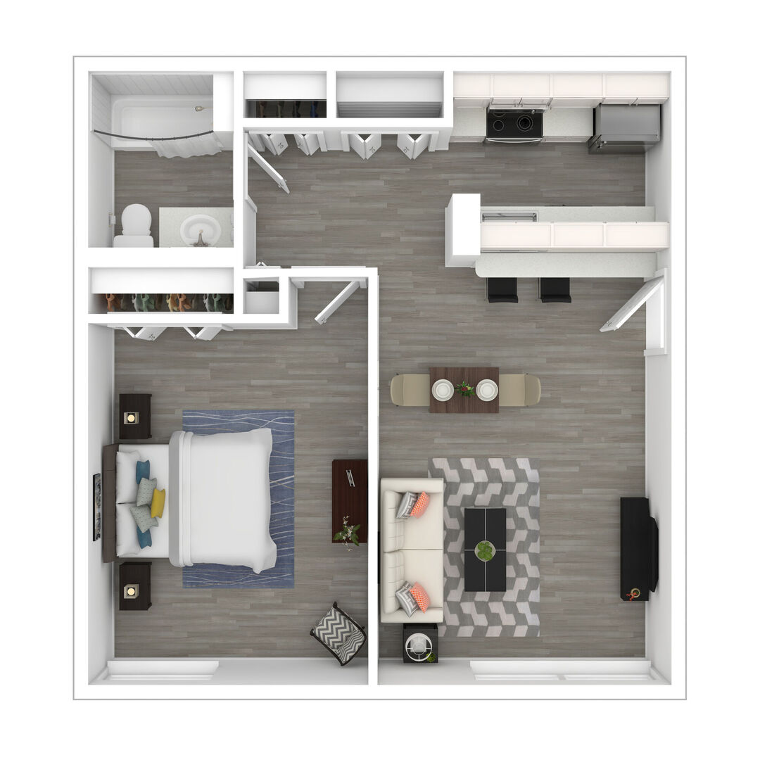 1 Bedroom AB floor plan