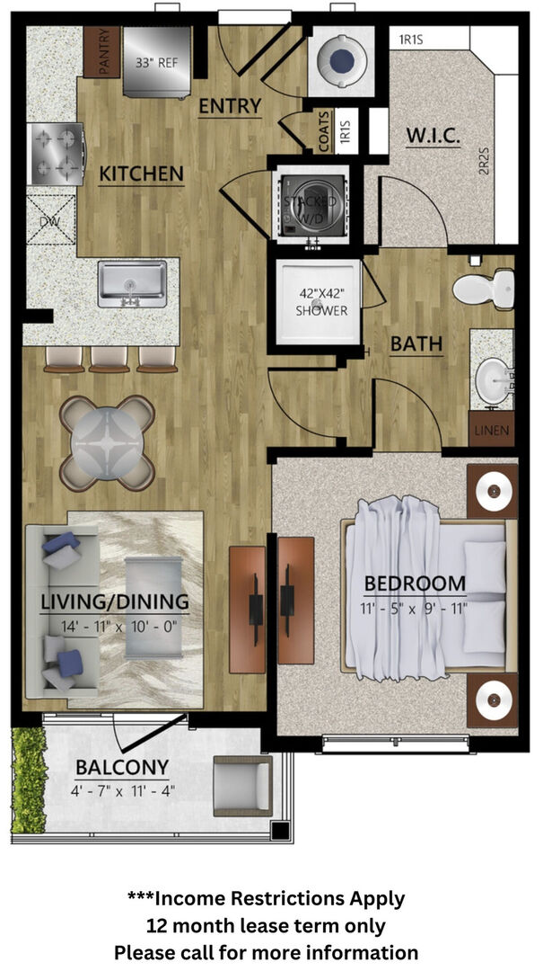 1 Bedroom Apartment – 2019 North Shepherd Drive #1410, Houston, TX 77008