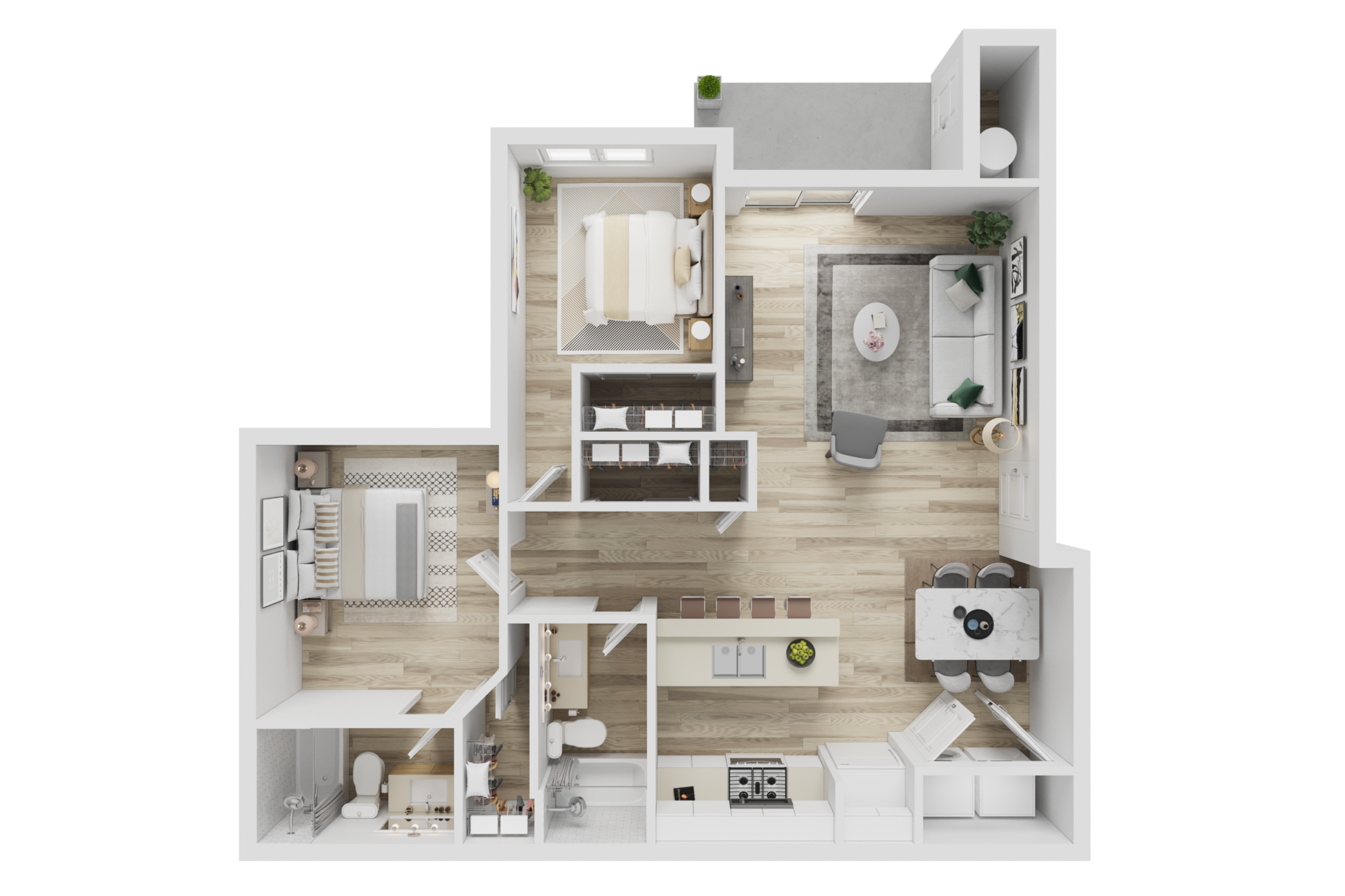 2 Bed 2 Bath floor plan