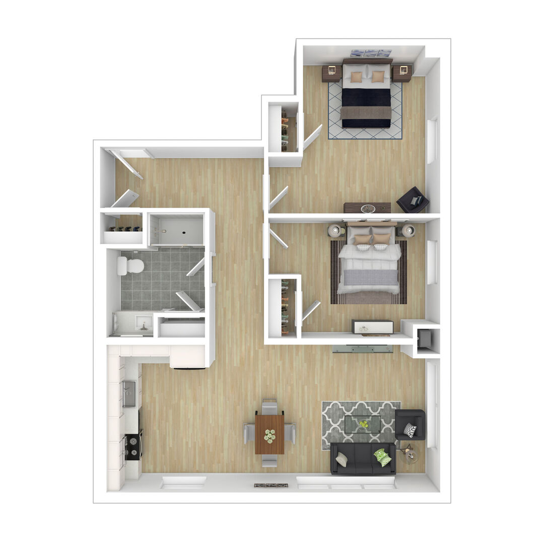 Grove Two Bedroom - Income Restricted floor plan