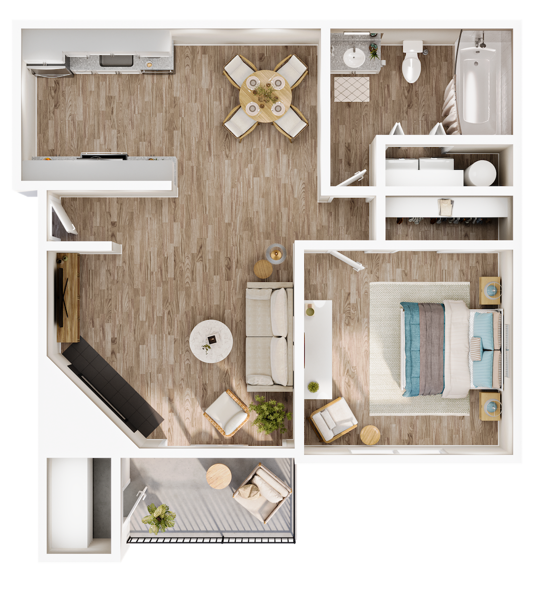 1 Bedroom / 1 Bathroom floor plan