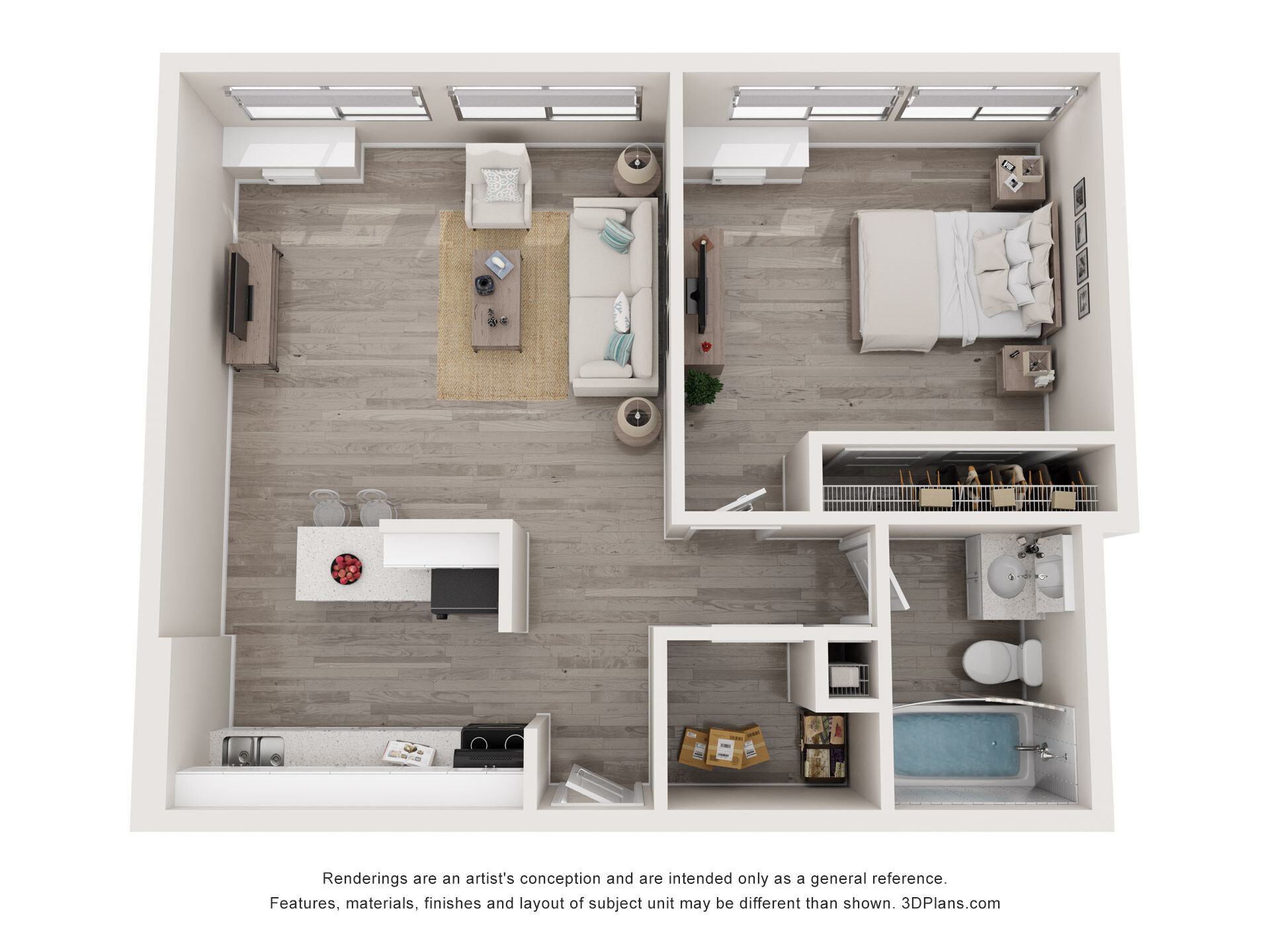 1 Bedroom East Tower Premium floor plan