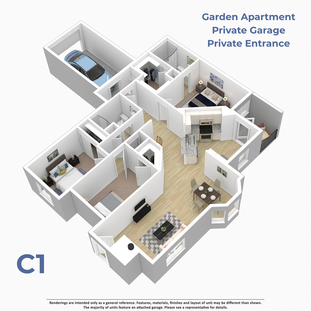 C1 w/attached garage floor plan