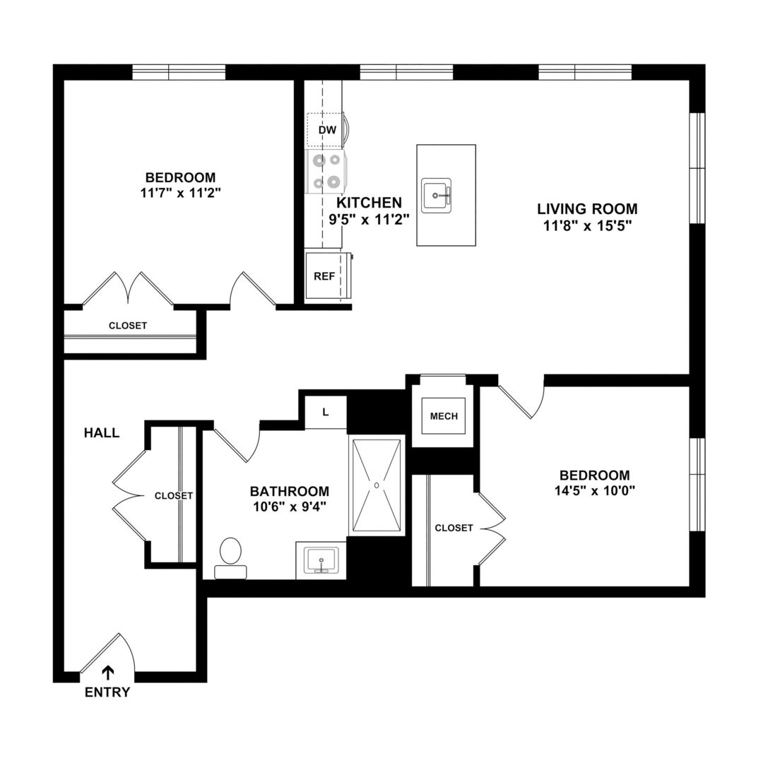 2 bedroom floor plan