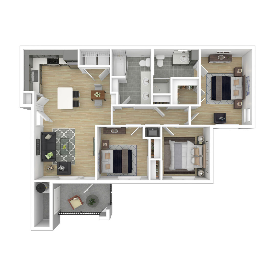 3 Bed / 2 Bath floor plan