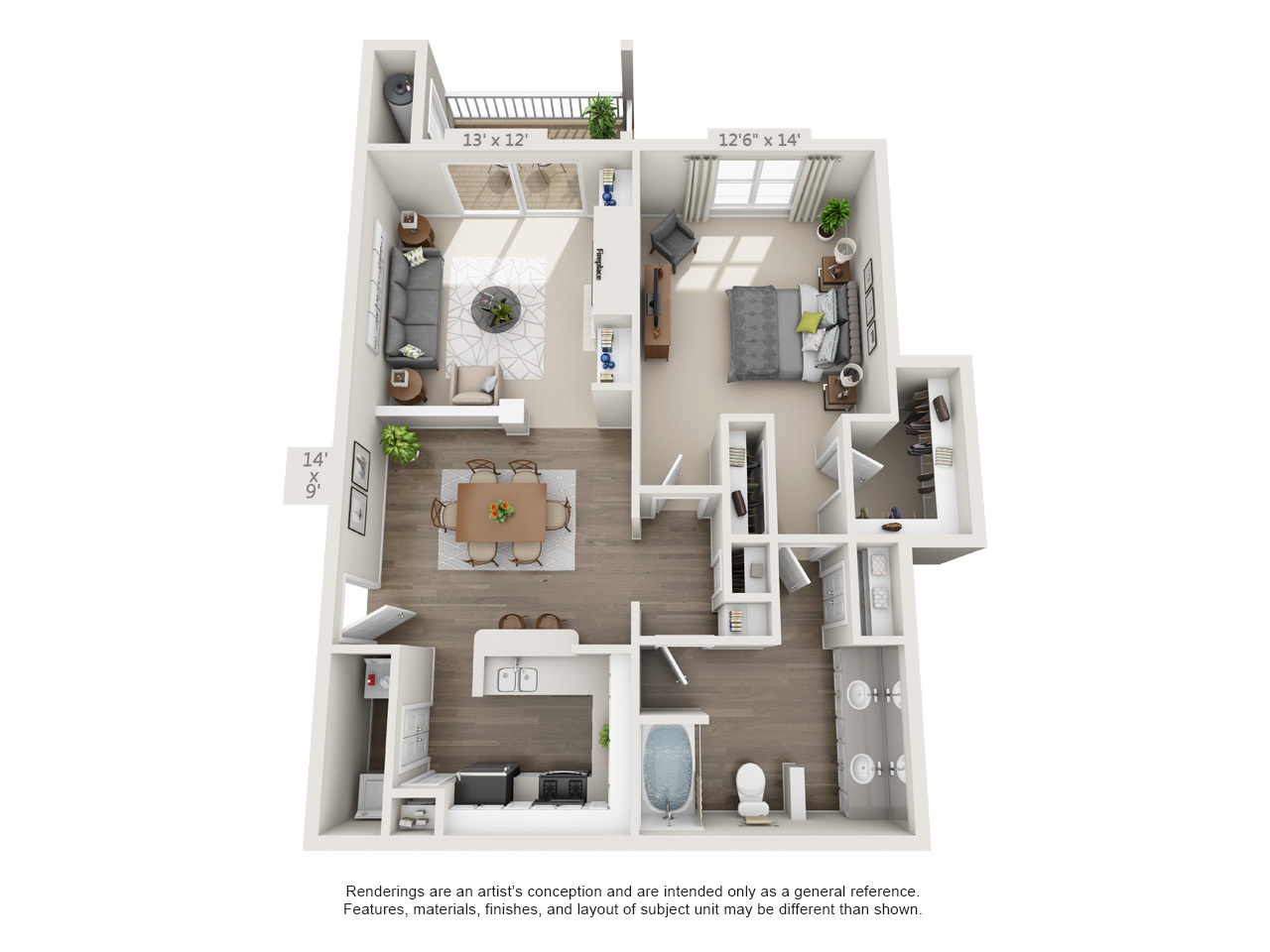 1 Bedroom Tennessee Platinum floor plan
