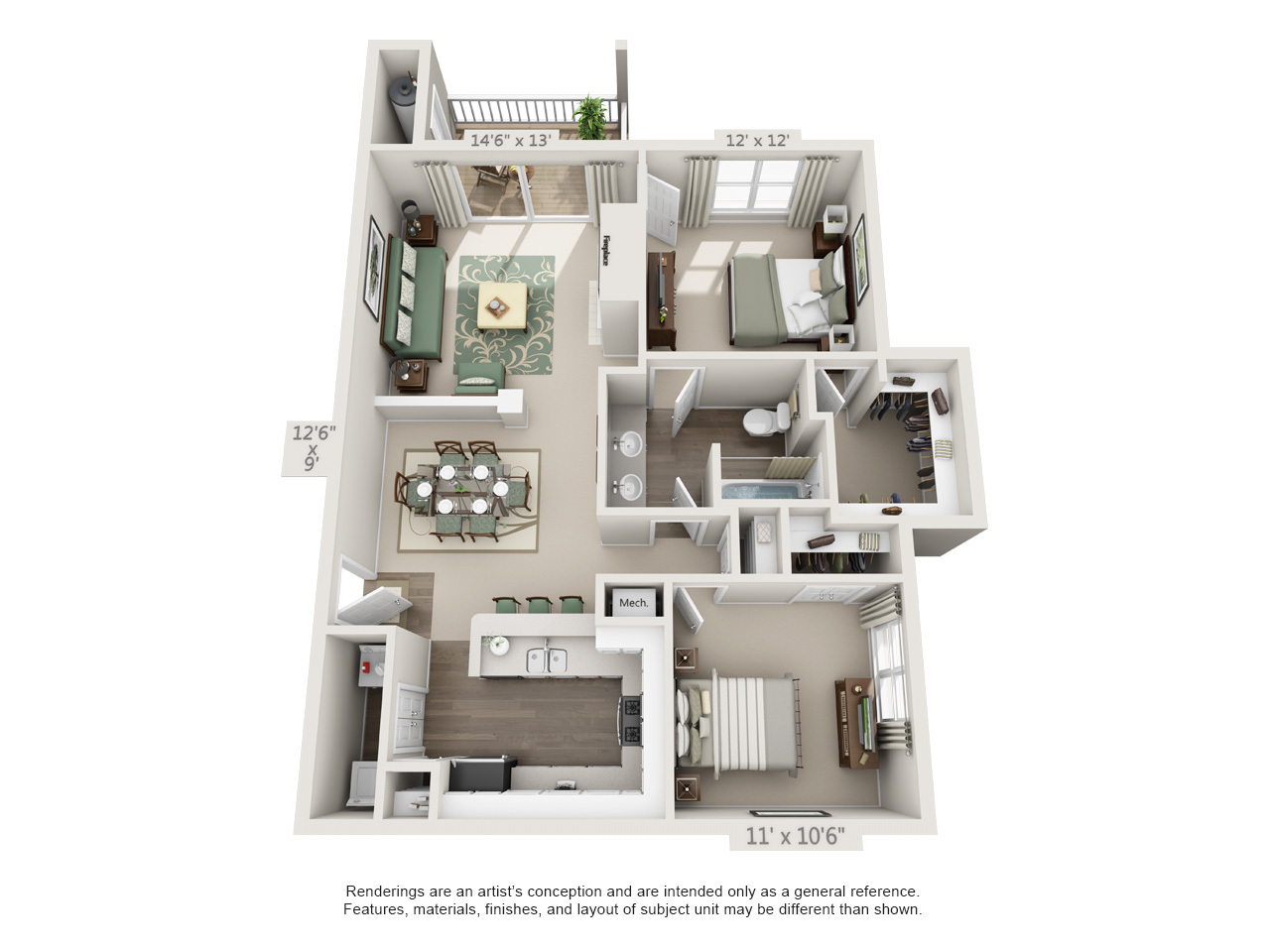 1 Bedroom w/Den Ohio Platinum floor plan