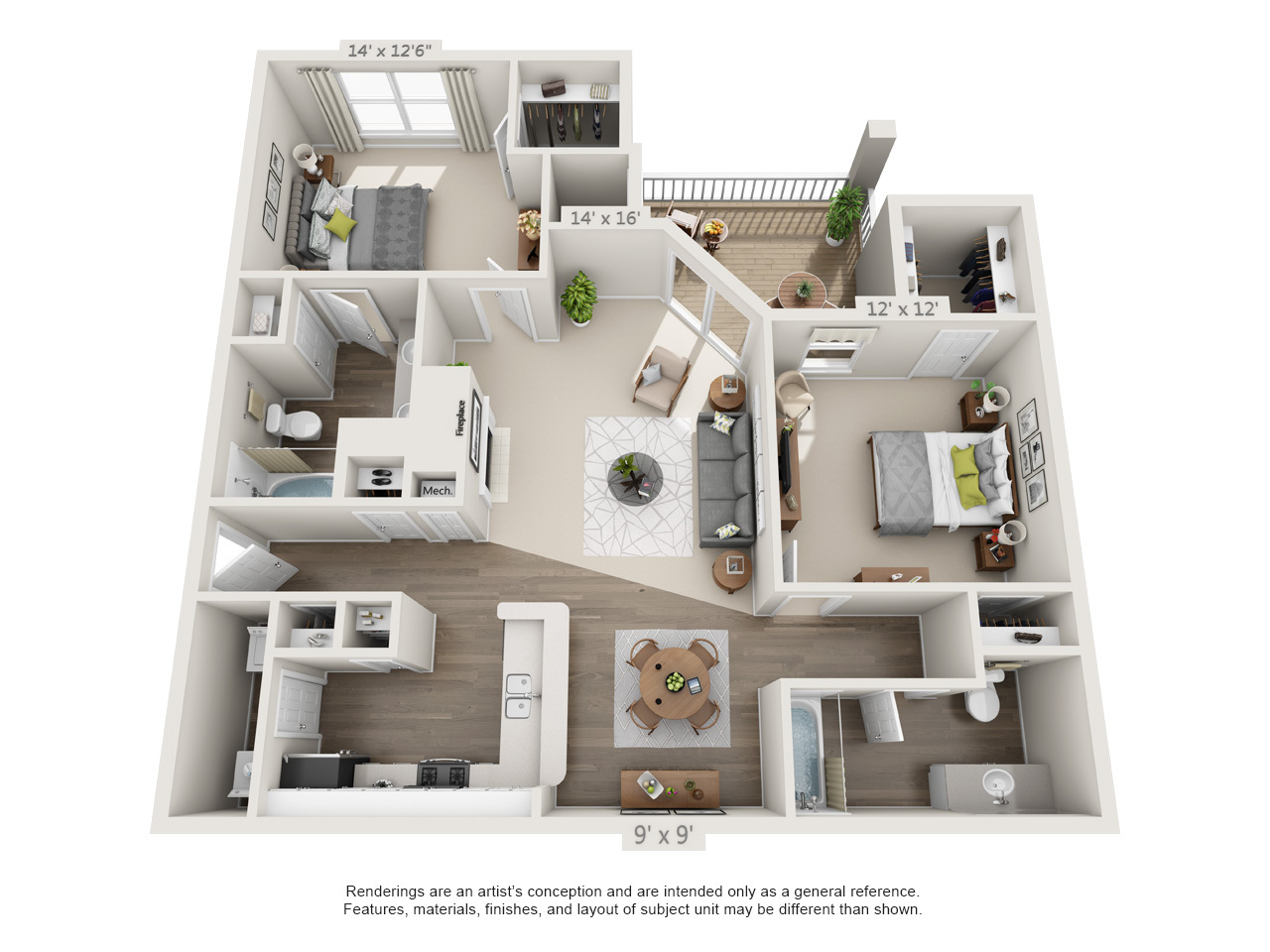 2 Bedroom Chattahooch Platinum floor plan