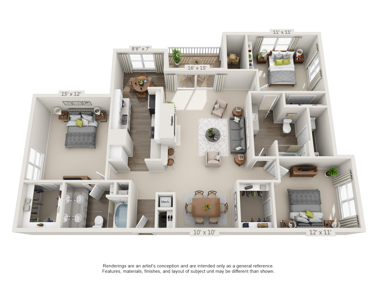 3 Bedroom Nile Platinum floor plan