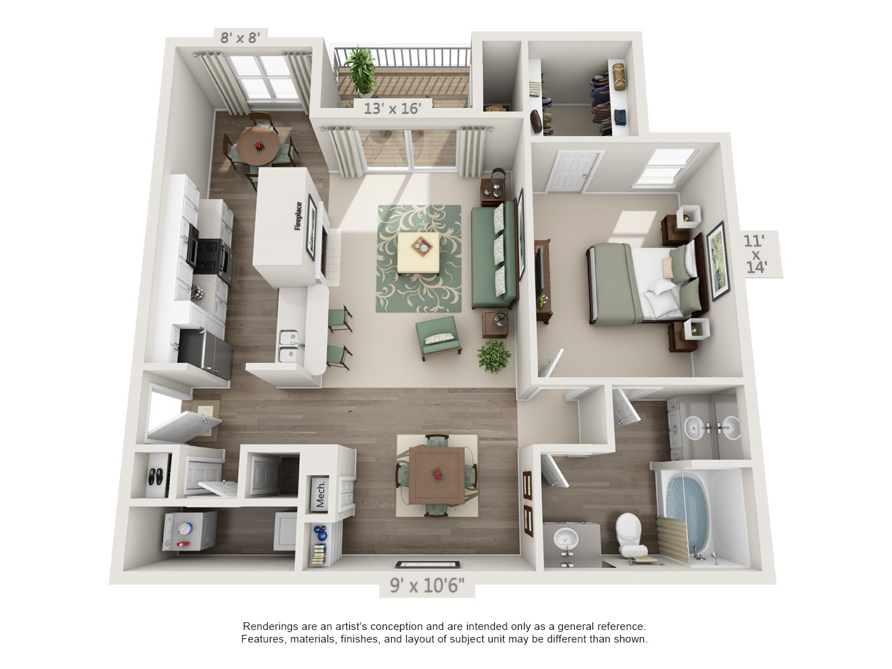 1 Bedroom Cumberland Platinum floor plan