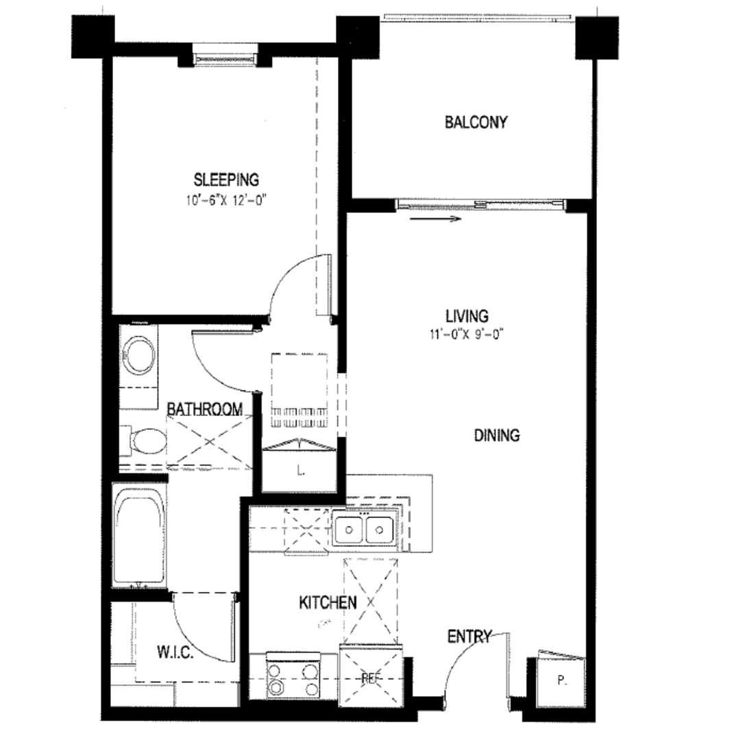 1 Bedroom floor plan