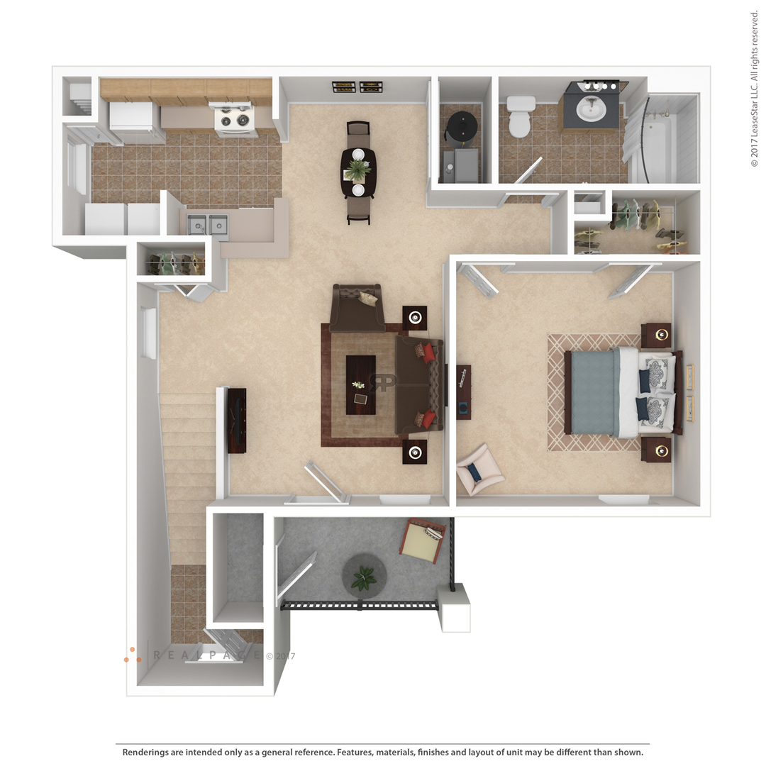 1 Bedroom - Upstairs floor plan