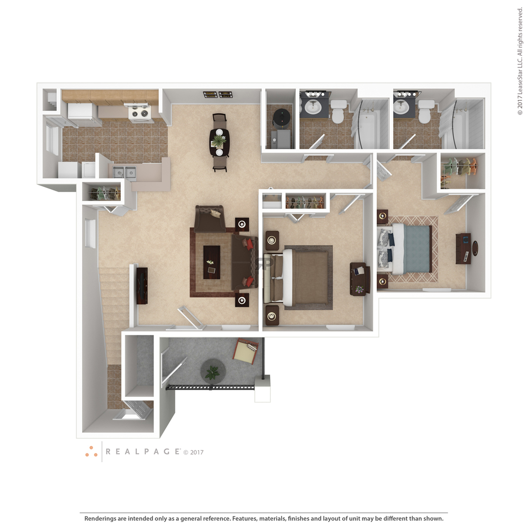 2 Bedroom - Upstairs floor plan