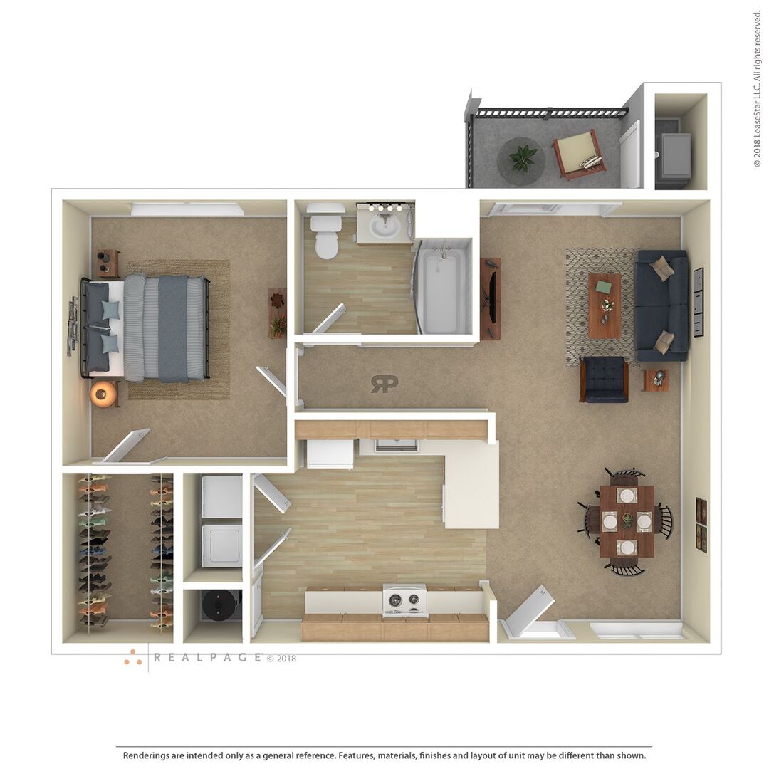 1 Bedroom - 1 Bathroom Upper floor plan