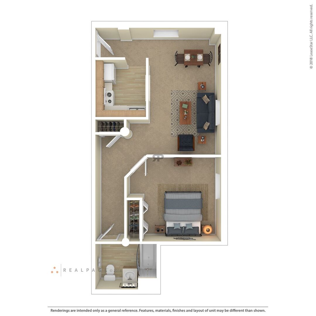 1 Bedroom - 1 Bathroom floor plan