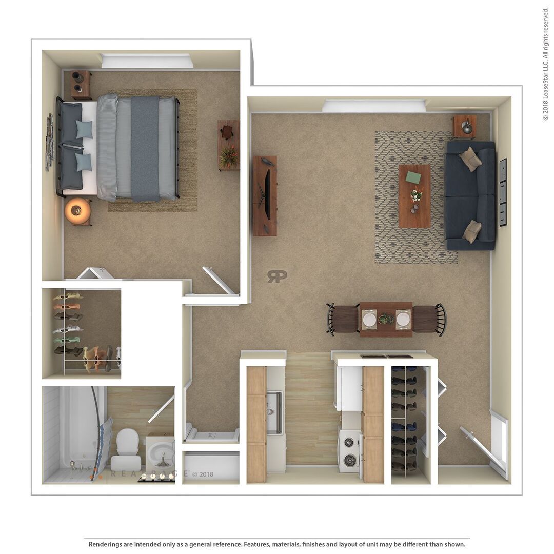 1 Bedroom - 1 Bathroom floor plan