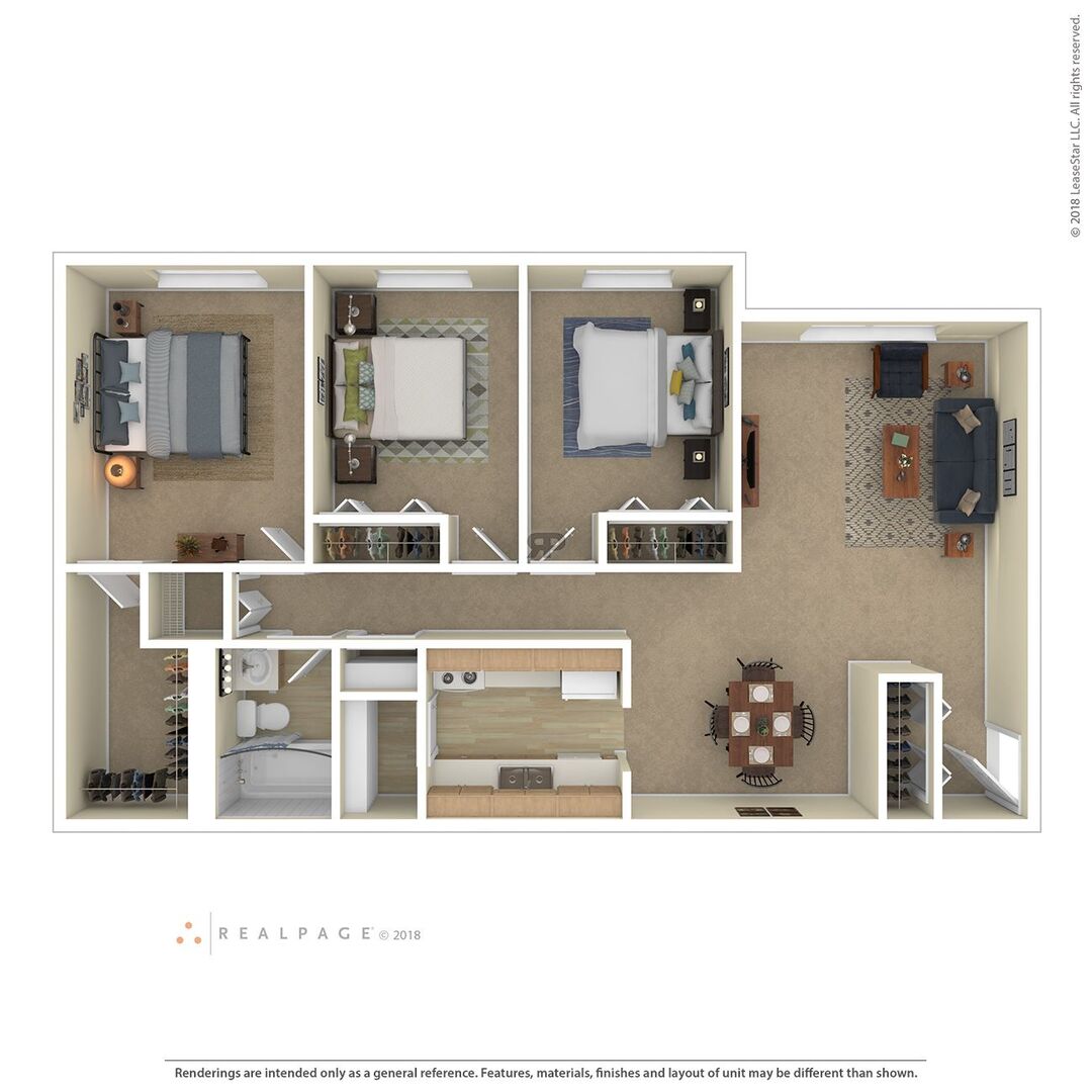 3 Bedroom - 1 Bathroom floor plan