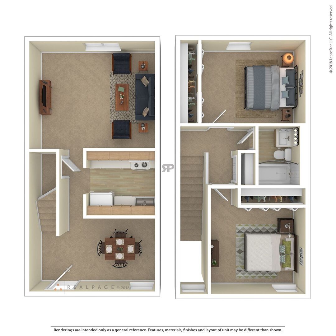 2 Bedroom 1 Bath floor plan
