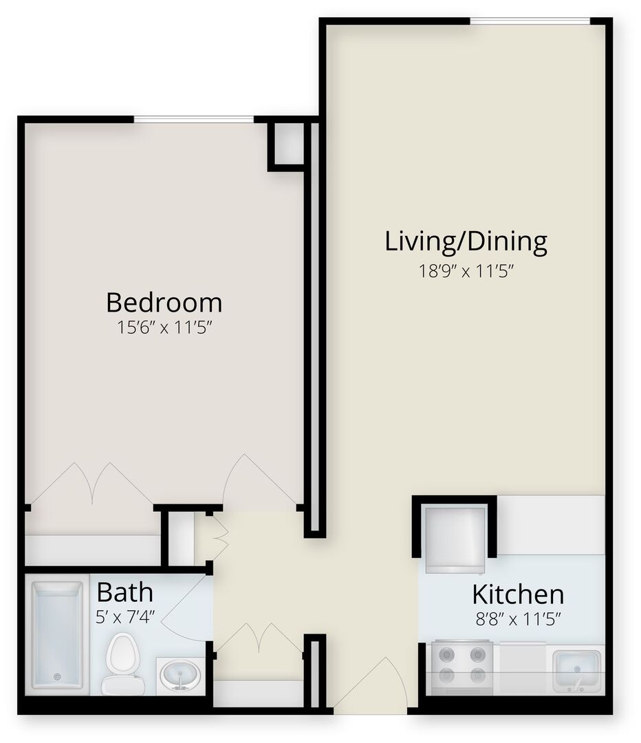 Village at Brookline One Bedroom Flat floor plan