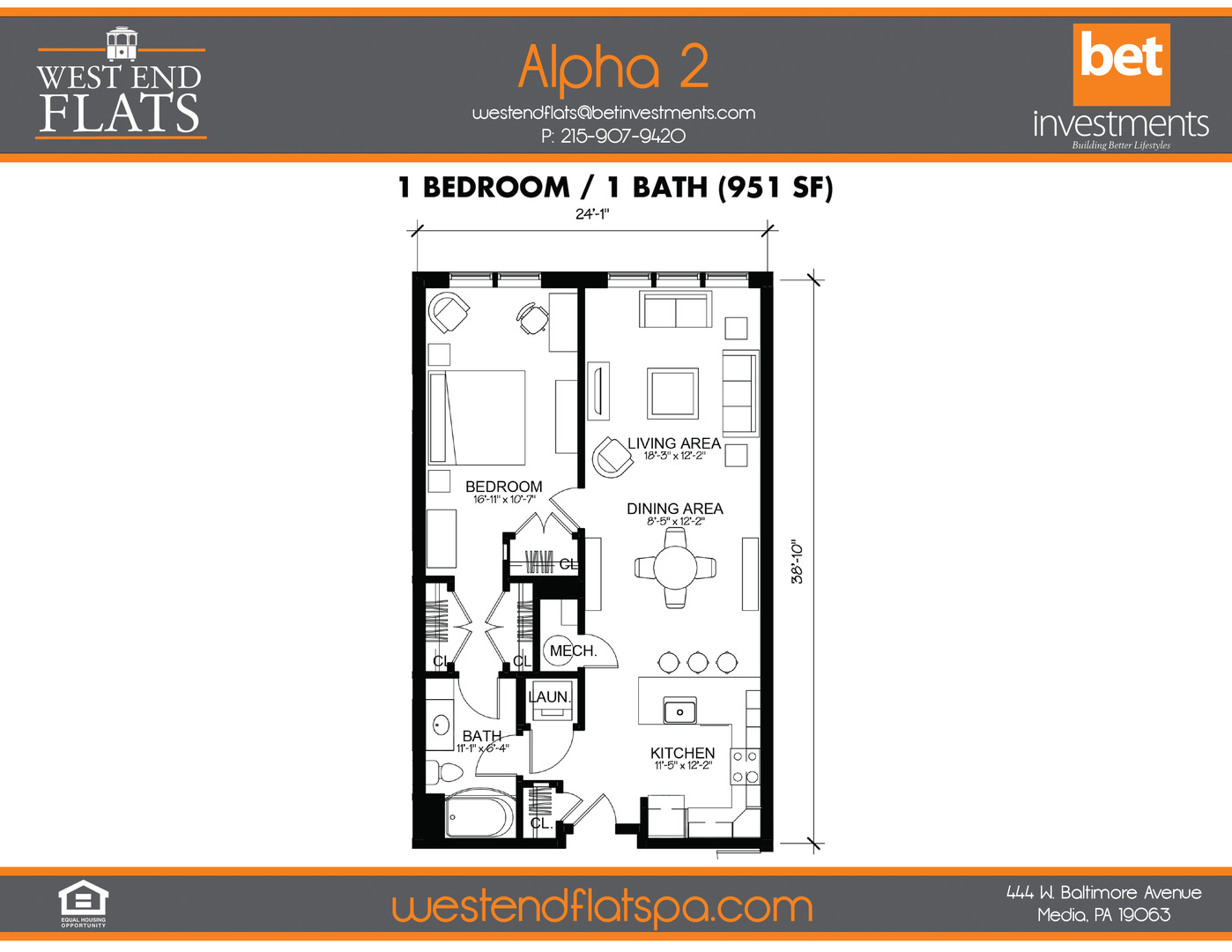 1 Bedroom Apartment – 444 W Baltimore Ave #330, Media, PA 19063