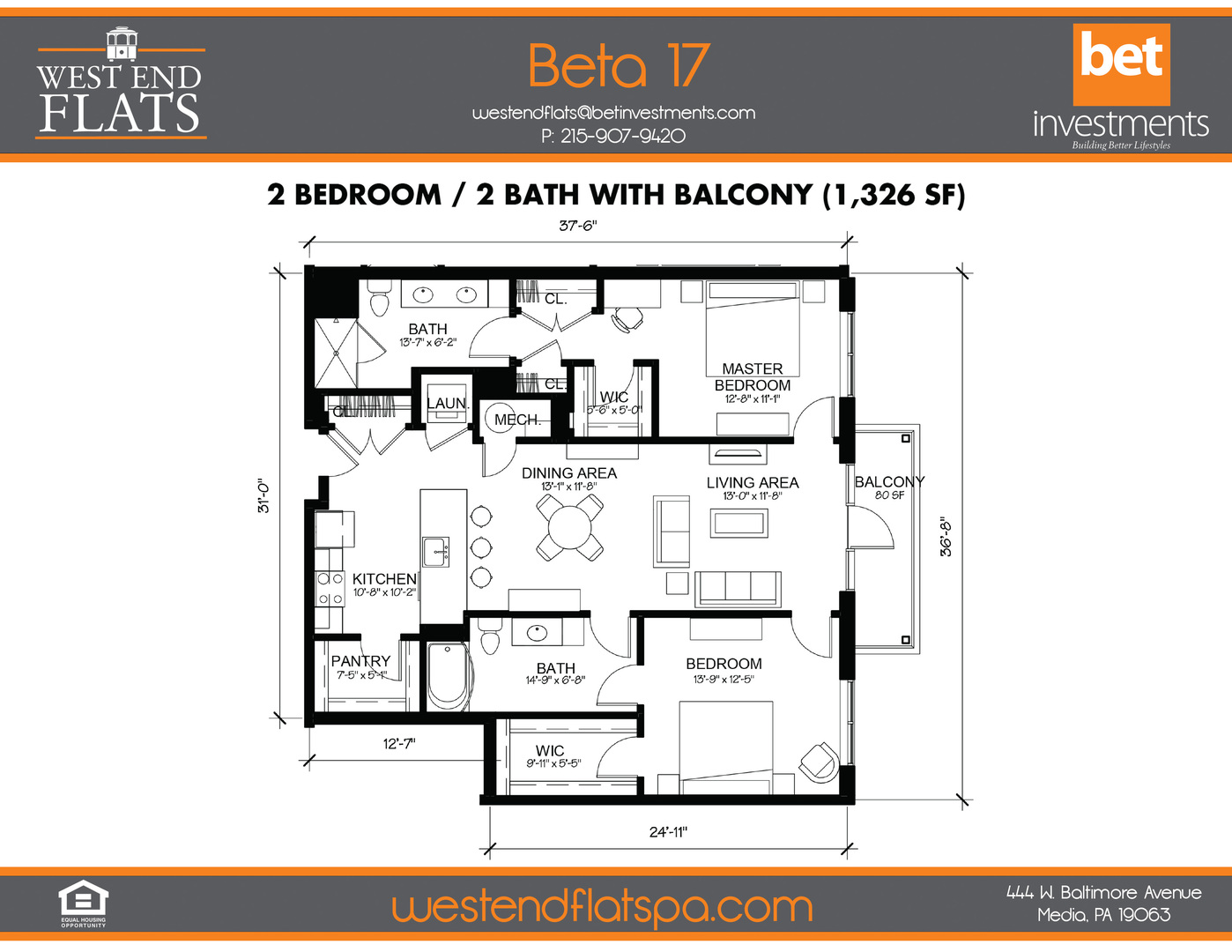 2 Bedroom Apartment – 444 W Baltimore Ave #402, Media, PA 19063