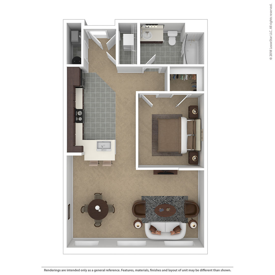 Counting House Lofts 109 One Bedroom Loft floor plan