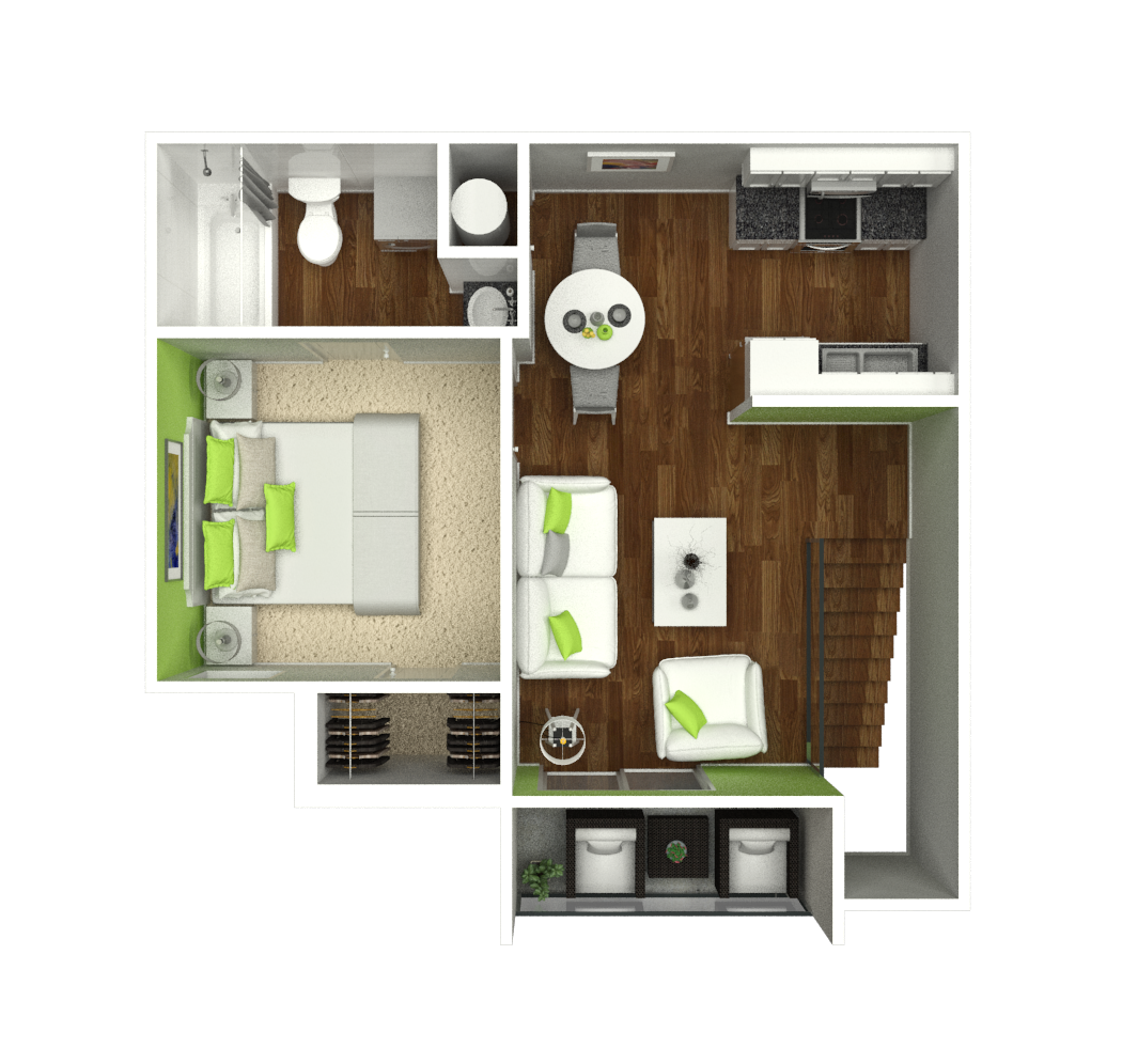 1 Bedroom, 1 Bath floor plan