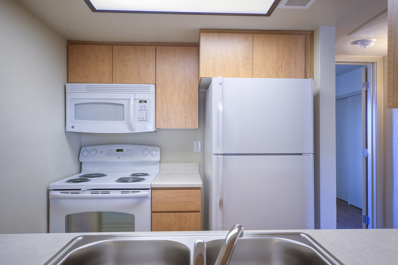 Apartment kitchen — representative home at West Eleventh.