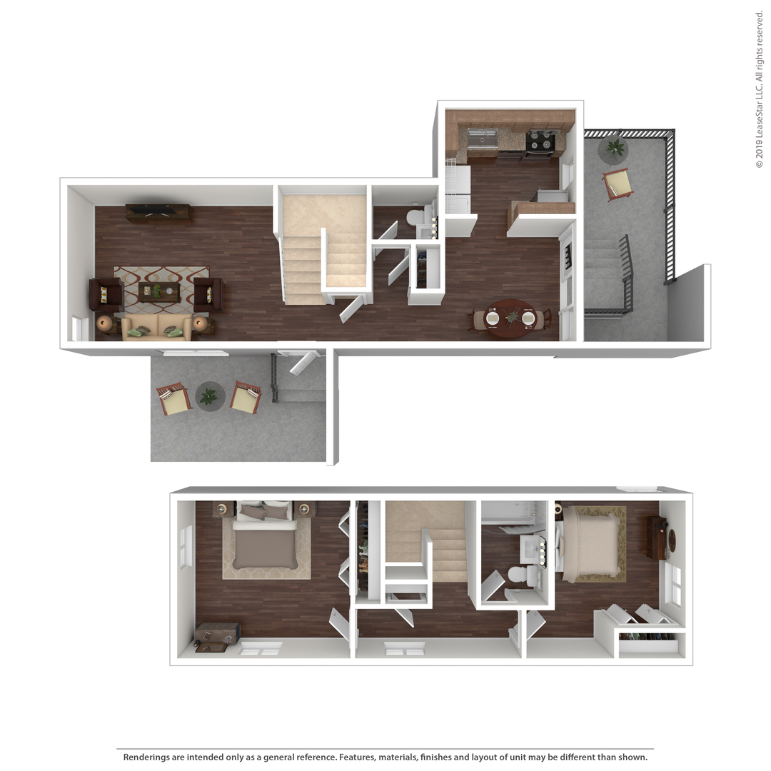 Two Bedroom Townhouse floor plan