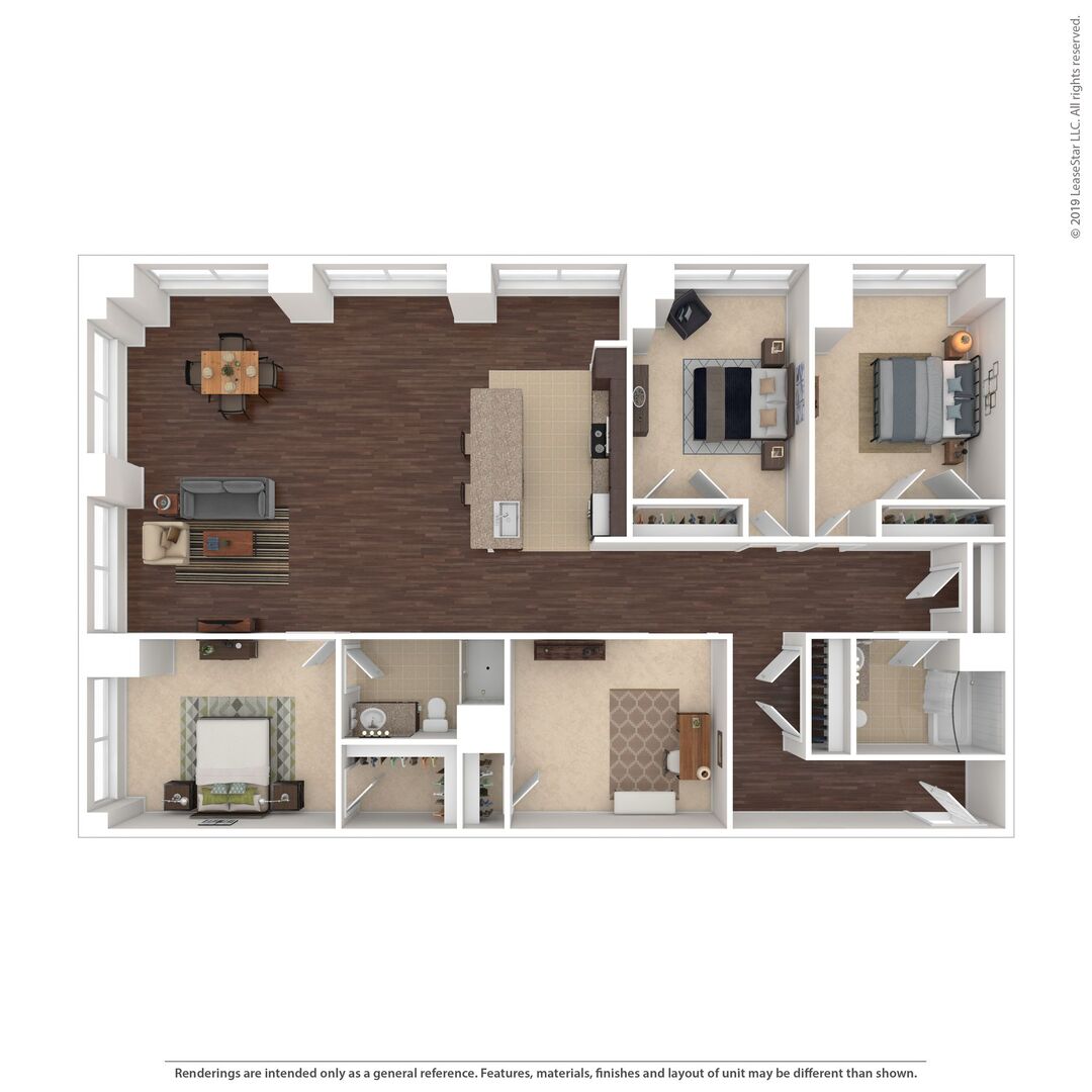 Three Bedroom Two Bath w/Den floor plan