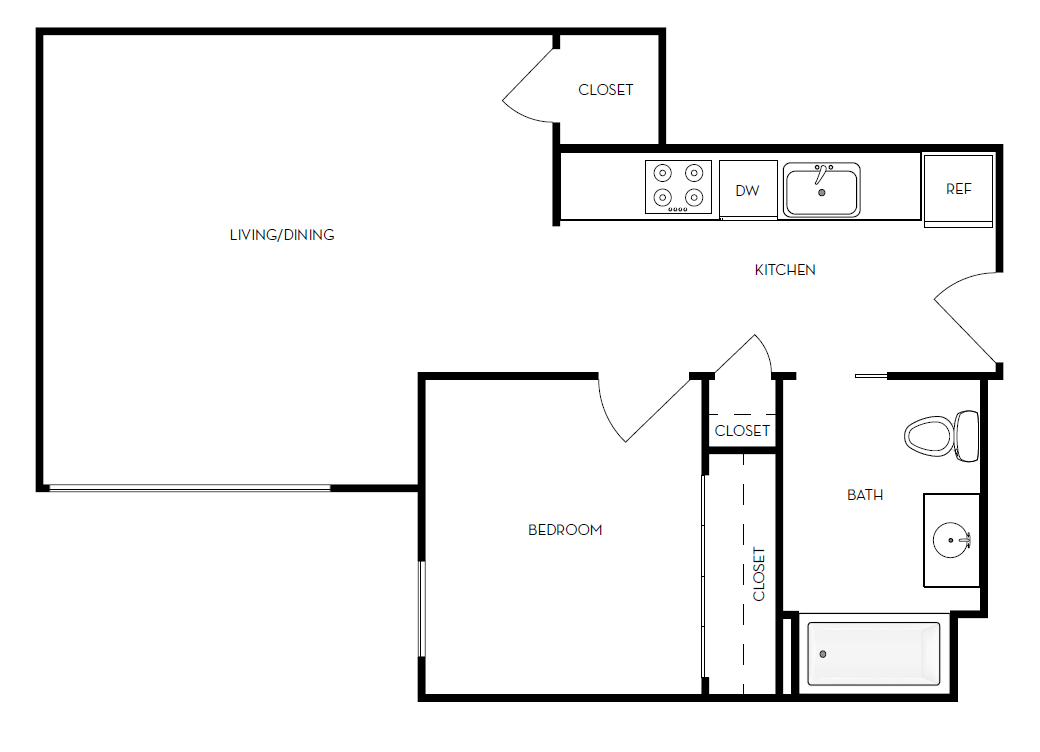 1 Bed |  1 Bath |  "apartment"