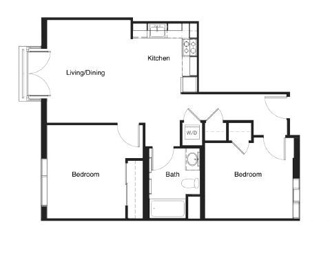 2 Beds |  1 Bath |  "apartment"